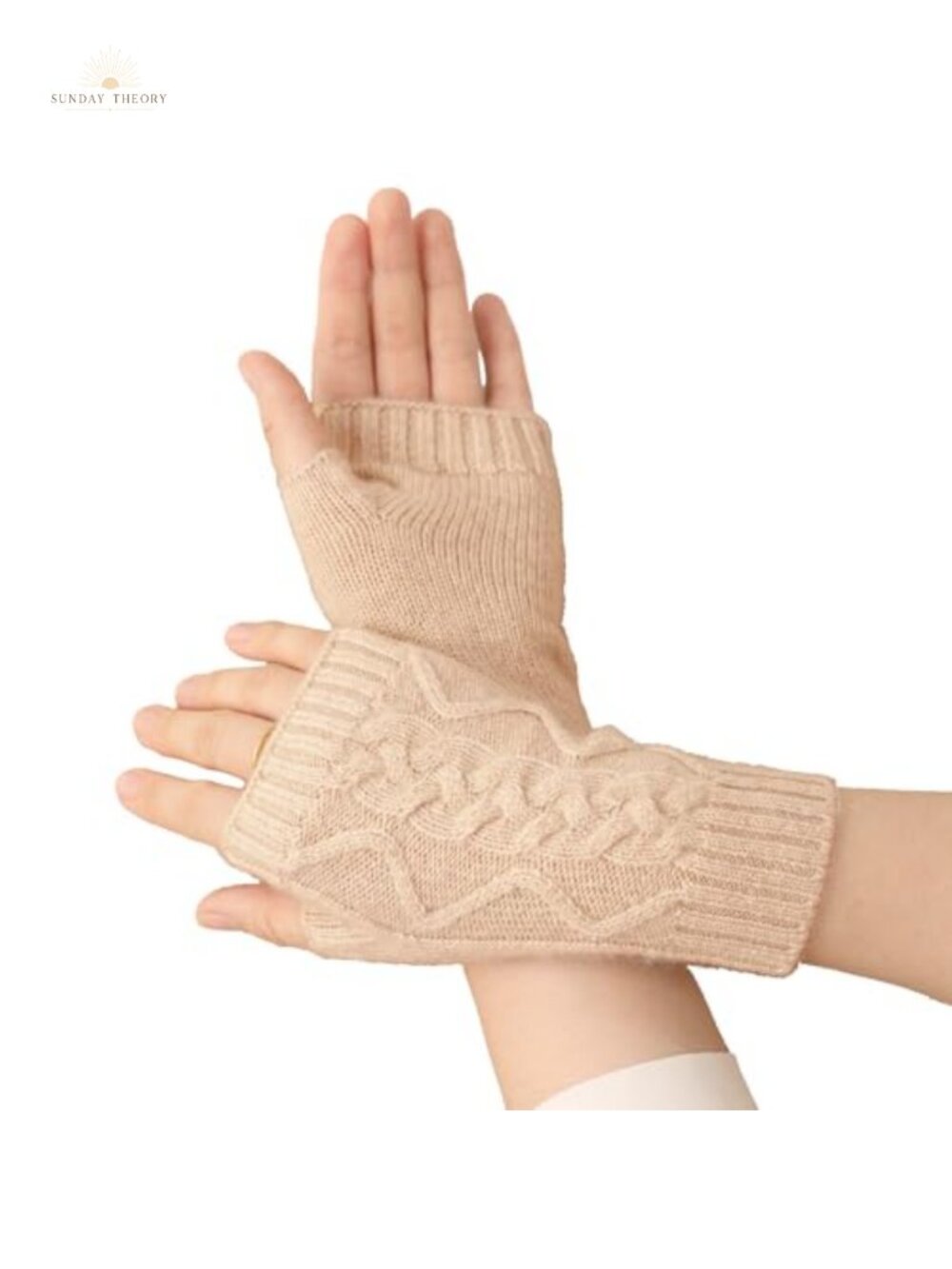 100% Cashmere Fingerless Gloves for Women, Knitted Mittens, Touch Screen,